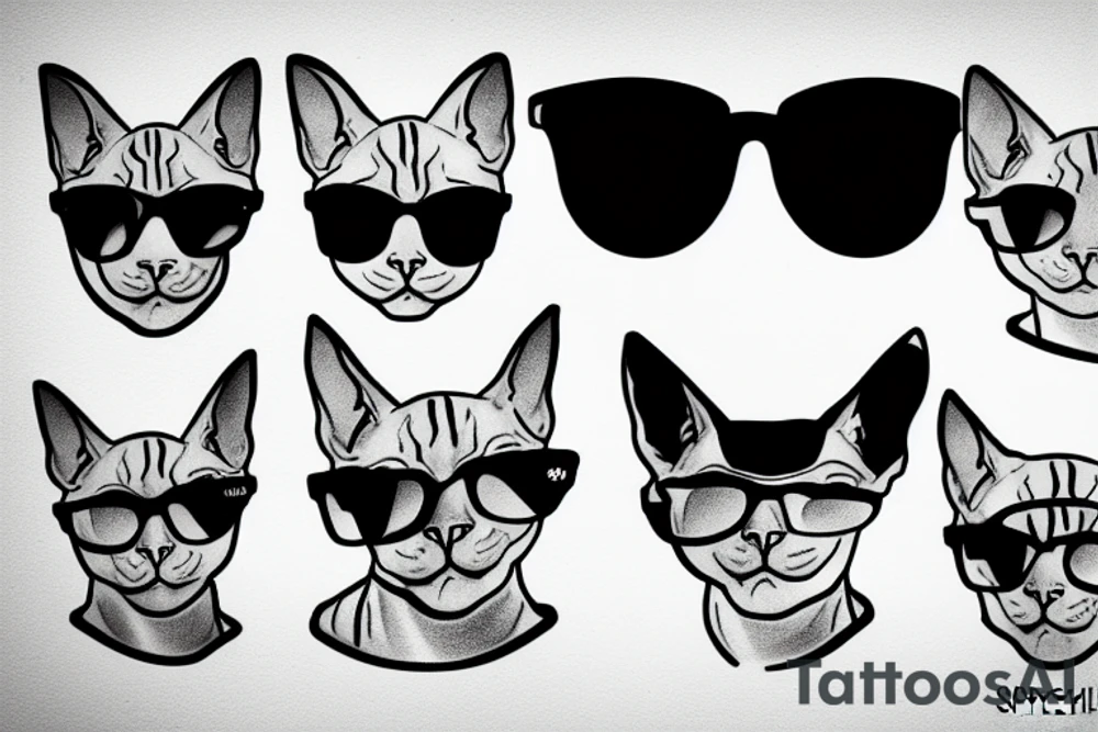Sphynx cat wearing sunglasses tattoo idea