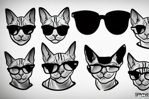 Sphynx cat wearing sunglasses tattoo idea
