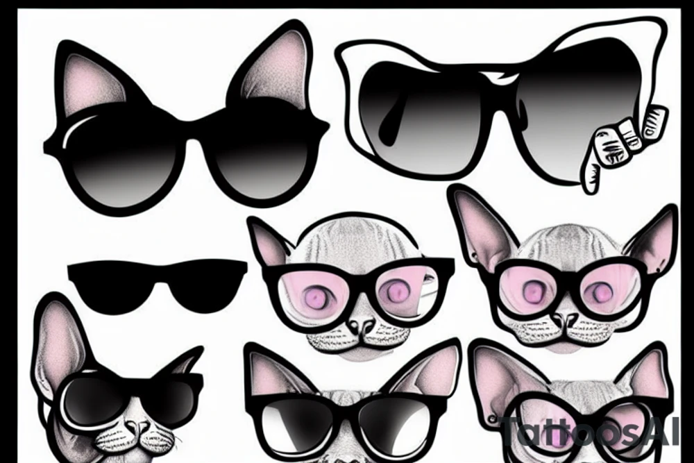 Sphynx cat wearing sunglasses tattoo idea