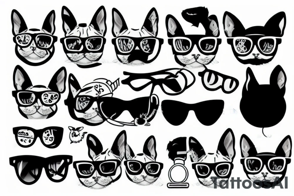 Sphynx cat wearing sunglasses tattoo idea