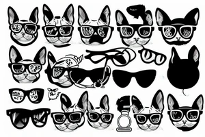 Sphynx cat wearing sunglasses tattoo idea