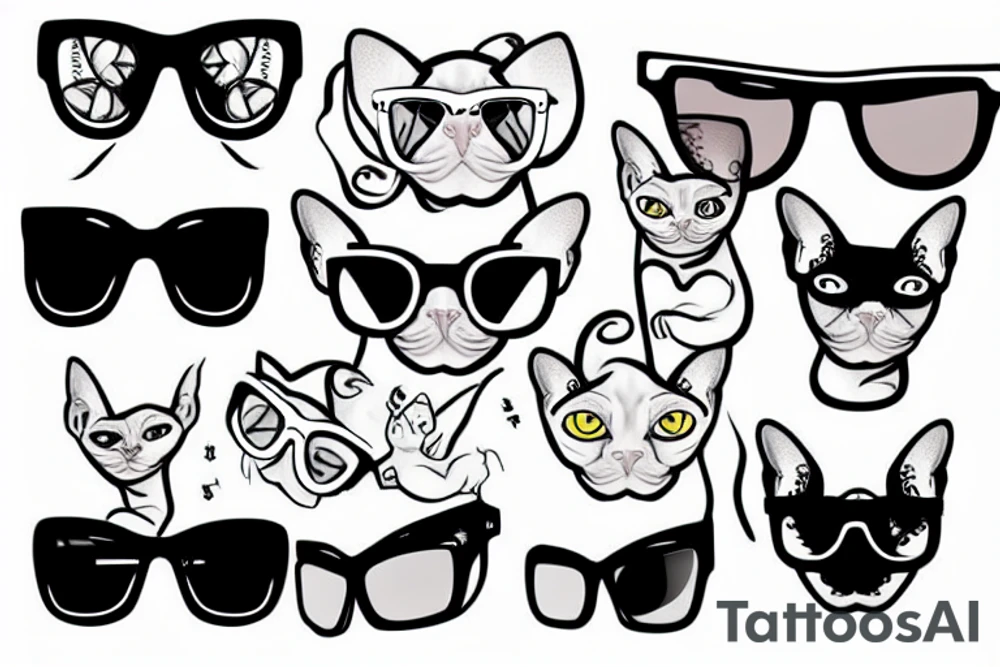 Sphynx cat wearing sunglasses tattoo idea