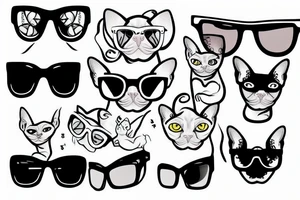 Sphynx cat wearing sunglasses tattoo idea