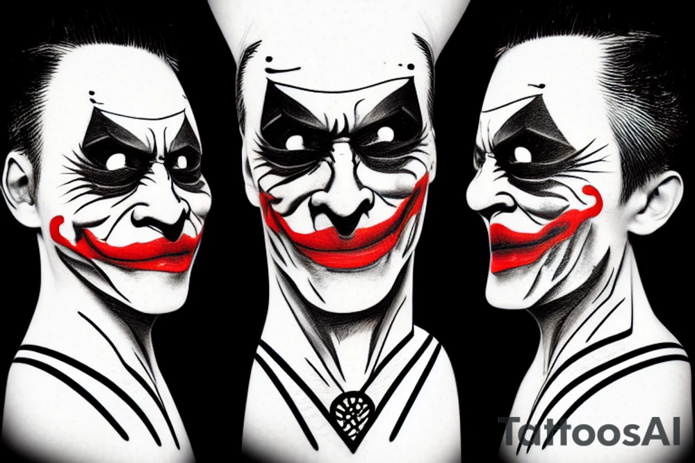 a joker face china style tattoo idea