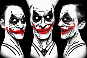 a joker face china style tattoo idea