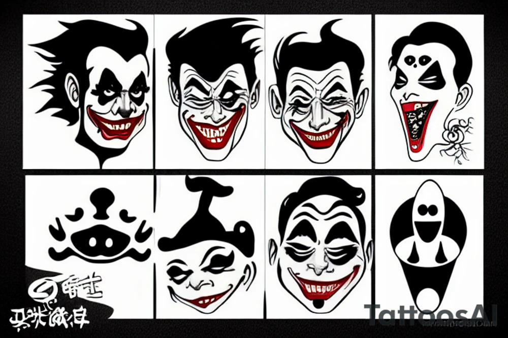a joker face china style tattoo idea