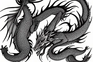a dragon and a fish tattoo idea