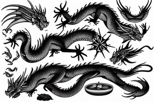 a dragon and a fish tattoo idea