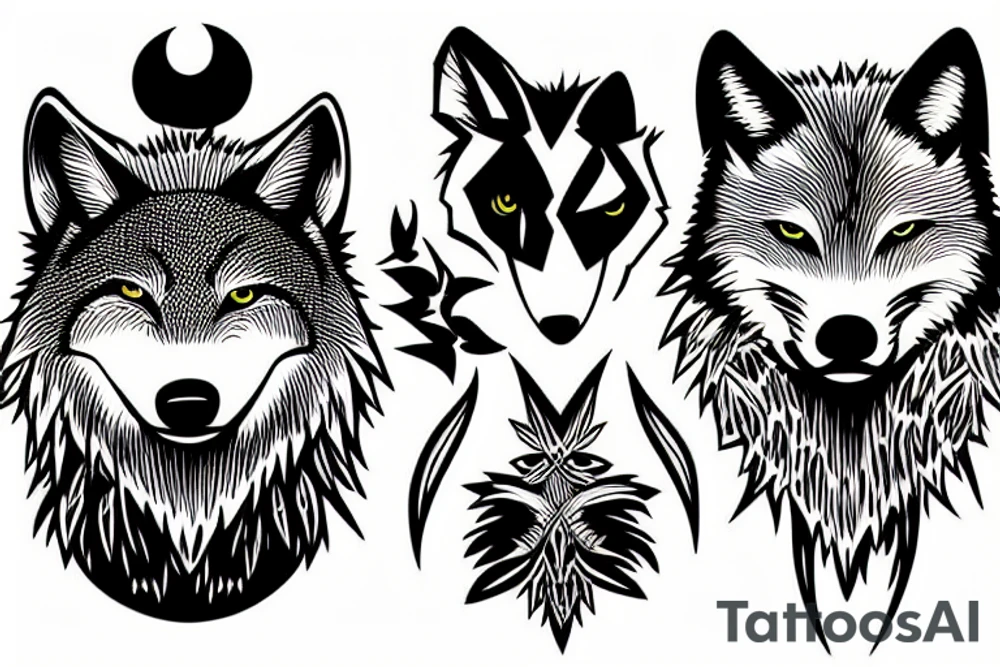 Wolf and bat tattoo idea