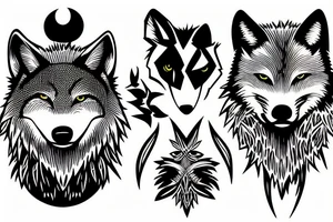 Wolf and bat tattoo idea