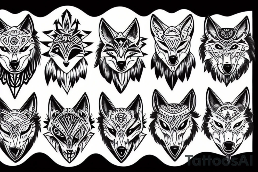 Wolf and bat tattoo idea