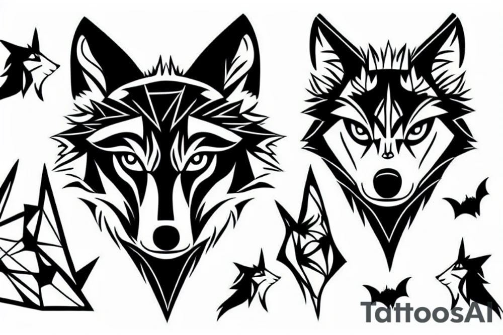 Wolf and bat tattoo idea