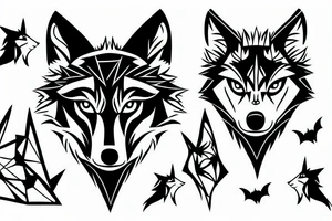 Wolf and bat tattoo idea