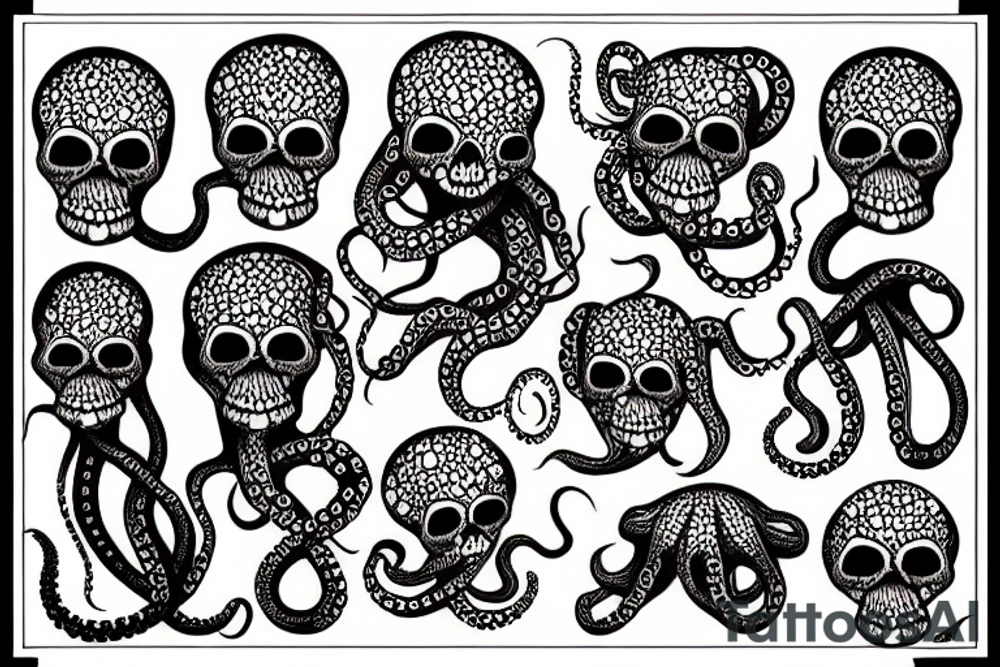 octopus holding a skull tattoo idea