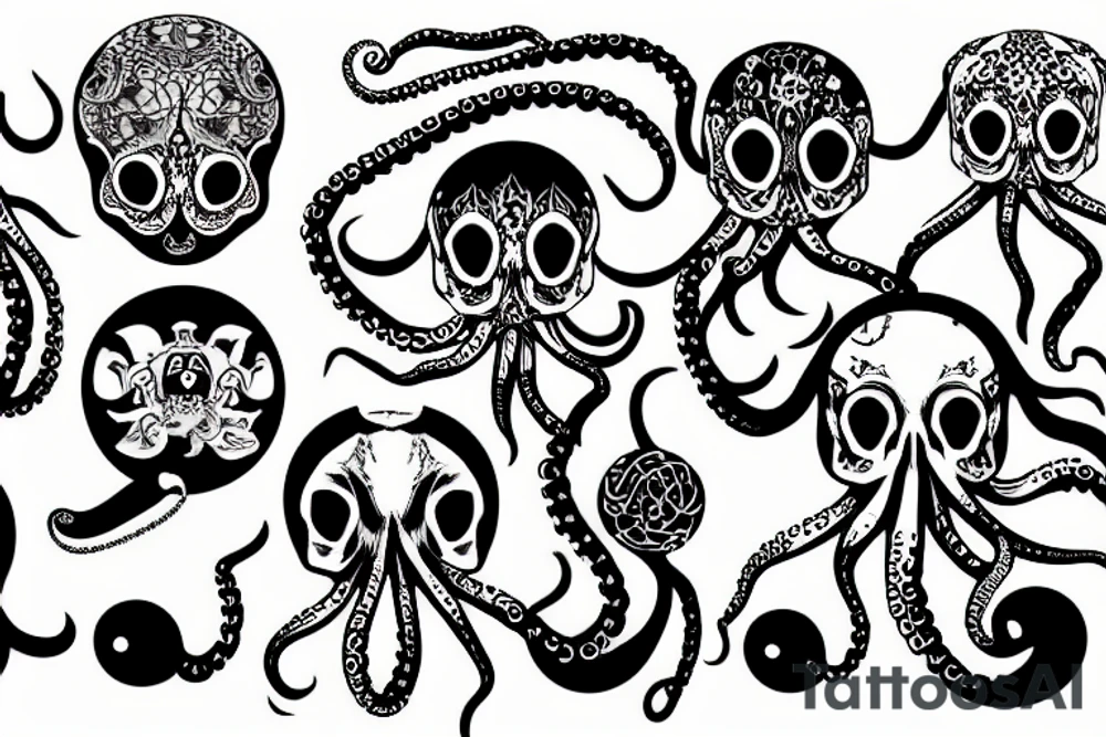 octopus holding a skull tattoo idea