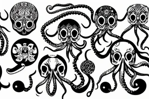 octopus holding a skull tattoo idea