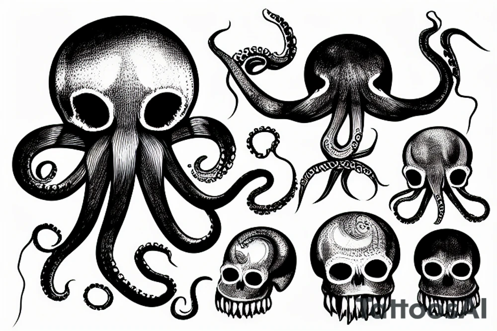 octopus holding a skull tattoo idea