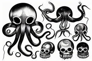 octopus holding a skull tattoo idea