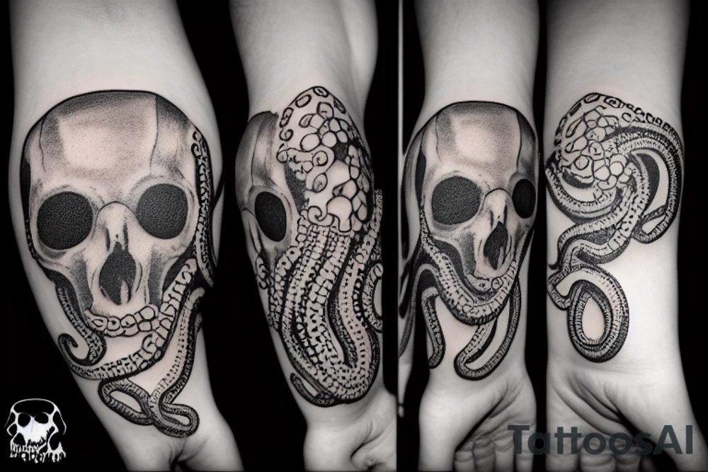 octopus holding a skull tattoo idea