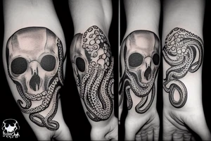 octopus holding a skull tattoo idea