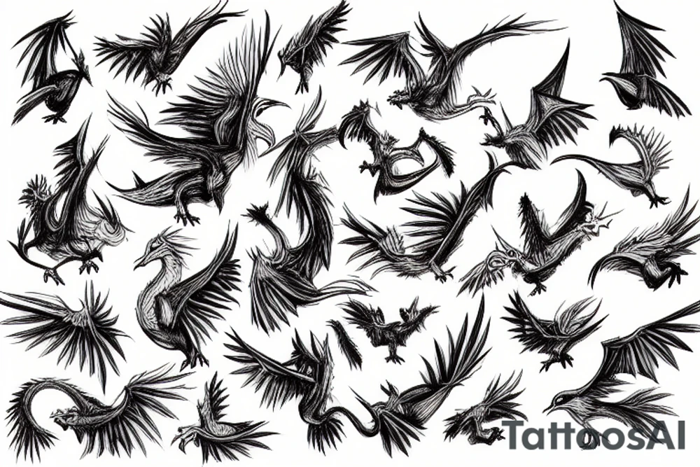 Man, who see the pigeon, but in his mind it's a dragon tattoo idea