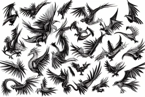 Man, who see the pigeon, but in his mind it's a dragon tattoo idea