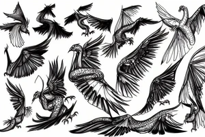 Man, who see the pigeon, but in his mind it's a dragon tattoo idea