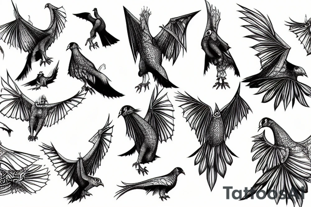 Man, who see the pigeon, but in his mind it's a dragon tattoo idea