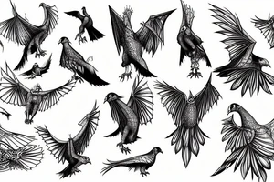 Man, who see the pigeon, but in his mind it's a dragon tattoo idea