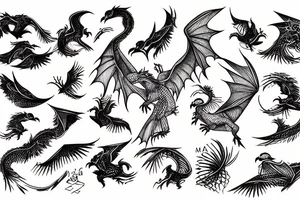 Man, who see the pigeon, but in his mind it's a dragon tattoo idea