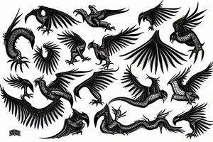 Man, who see the pigeon, but in his mind it's a dragon tattoo idea