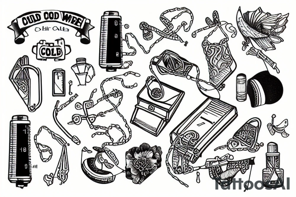 cold whistle with a scale and a kite tattoo idea