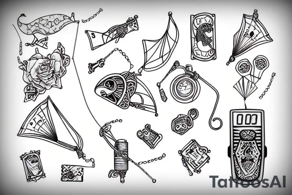 cold whistle with a scale and a kite tattoo idea