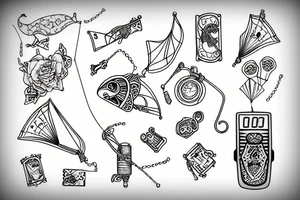 cold whistle with a scale and a kite tattoo idea