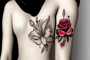 A Lily and a rose tattoo idea
