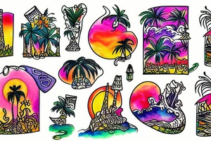 Tropical sunset tattoo idea