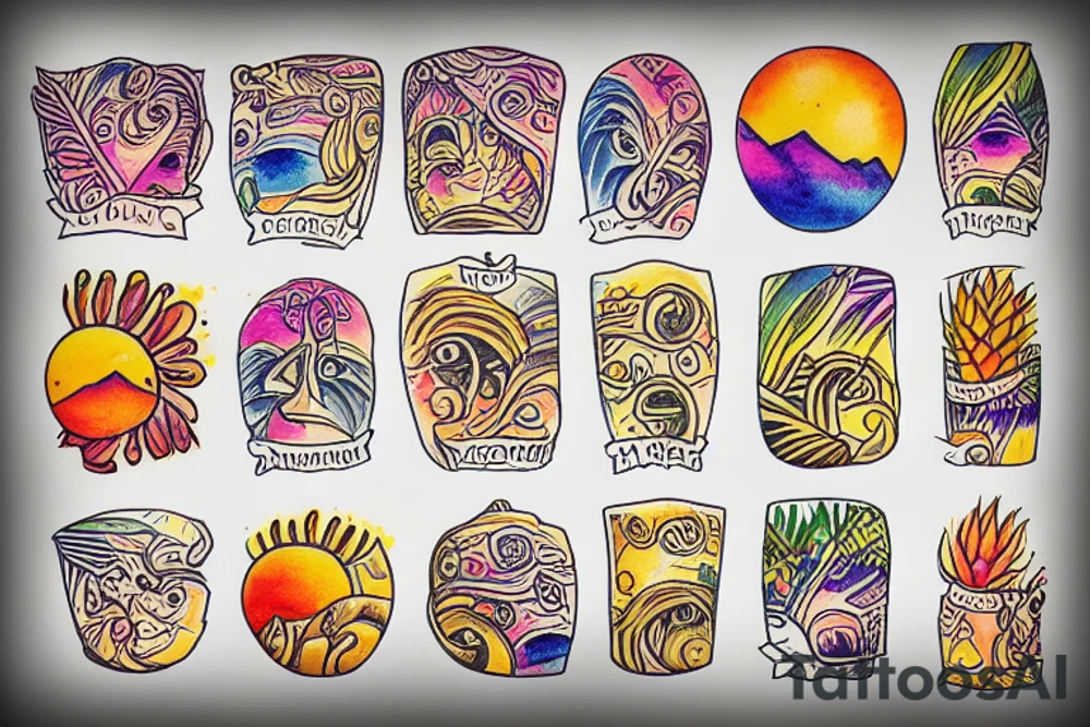 Tropical sunset tattoo idea