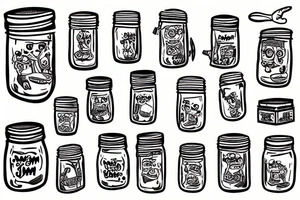 Jam jar with arms and legs tattoo idea