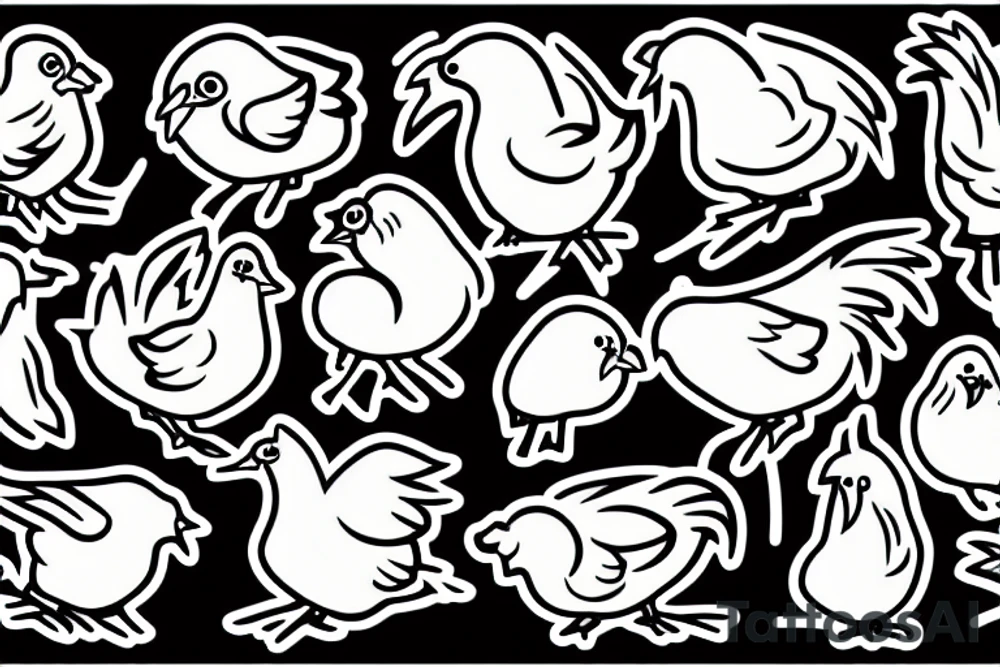 Small chicken eating noodles tattoo idea