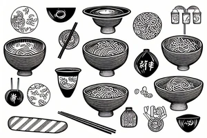 Bowl of noodles with chopsticks tattoo idea