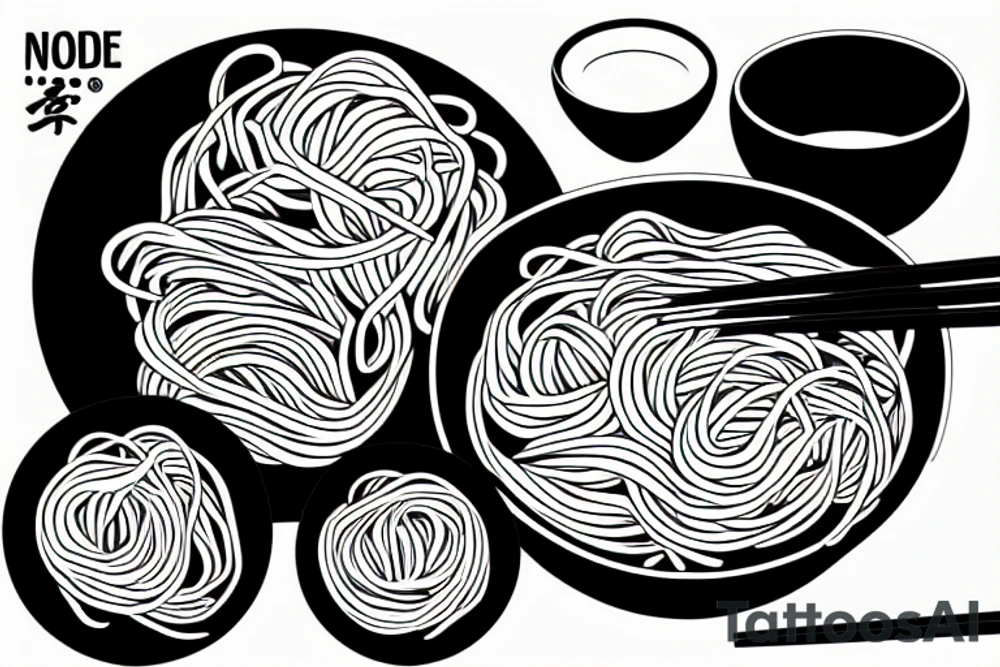 Bowl of noodles with chopsticks tattoo idea