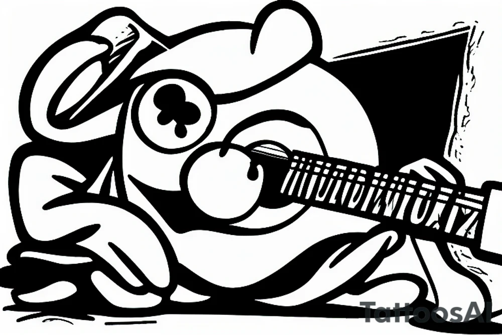 Kermit the frog playing the guitar sitting on a rock tattoo idea