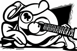 Kermit the frog playing the guitar sitting on a rock tattoo idea