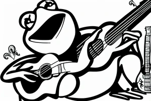 Kermit the frog playing the guitar sitting on a rock tattoo idea