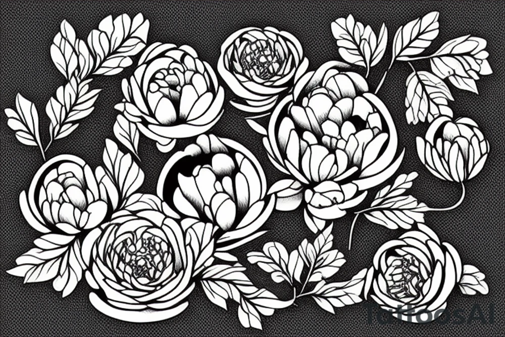 peony with hourglass tattoo idea