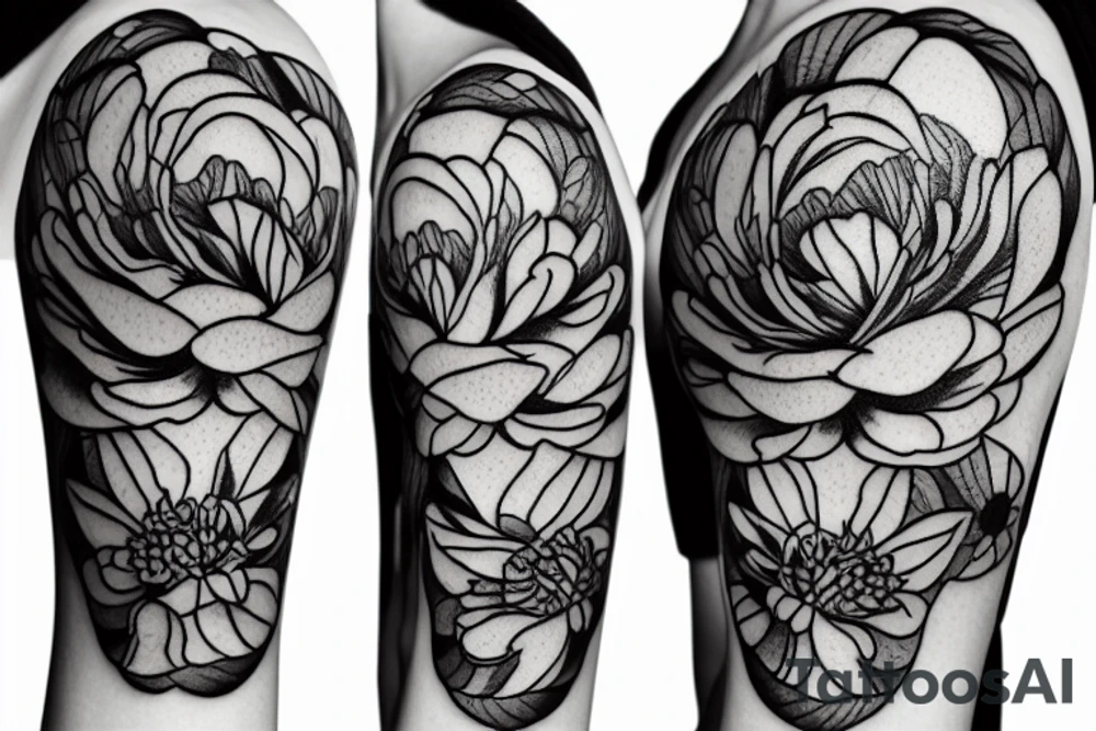 peony with hourglass tattoo idea