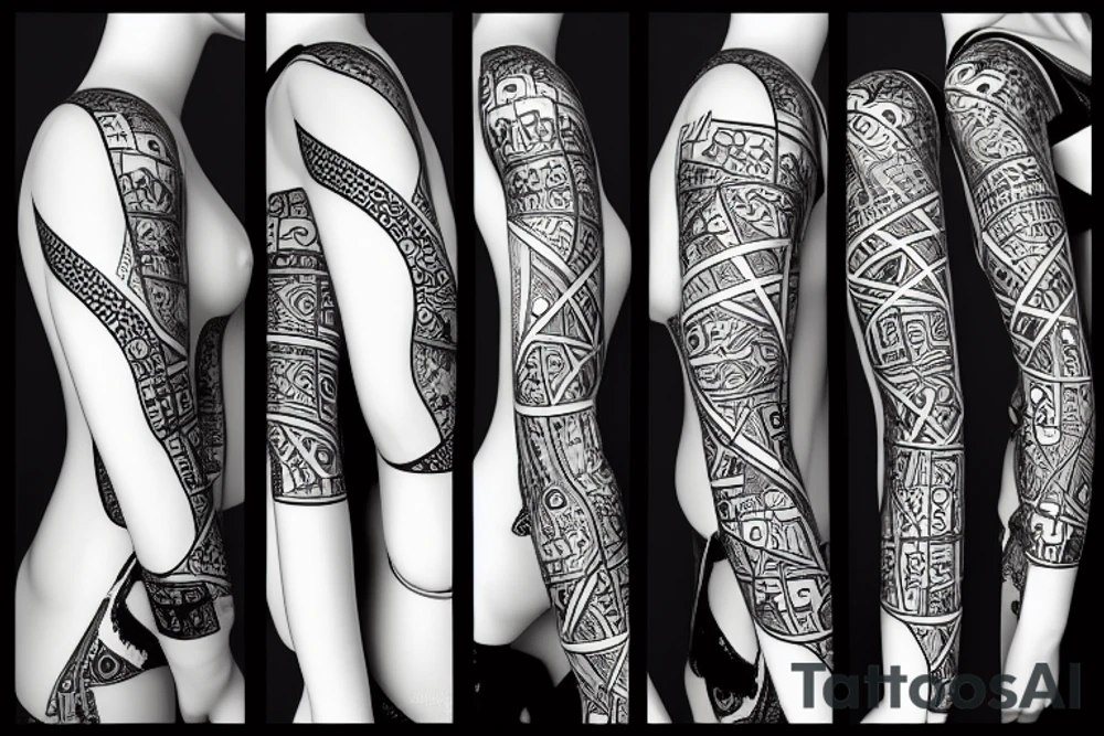 a mannequin peaking through 3 rectangles of slightly diffferent sizes tattoo idea