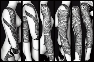 a mannequin peaking through 3 rectangles of slightly diffferent sizes tattoo idea