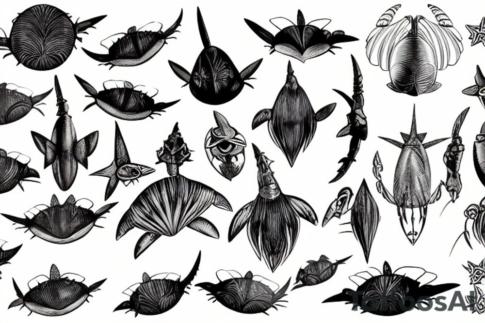 horseshoe crab shark fairy tattoo idea