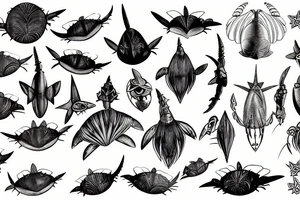 horseshoe crab shark fairy tattoo idea